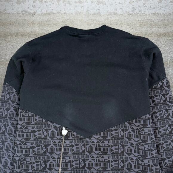 Nike Sweatshirt Jet Black Cotton Pullover Crewneck Multicolor Swoosh - Picture 6 of 6